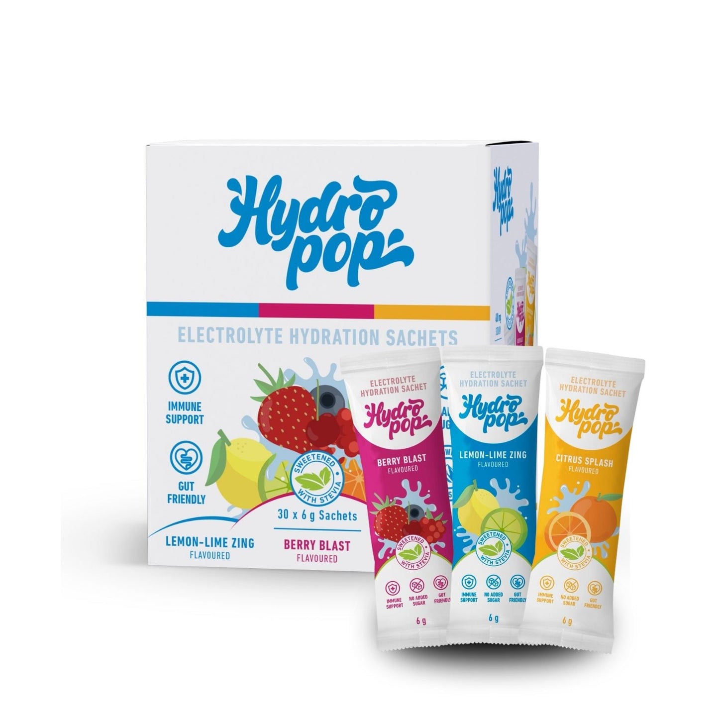 Hydropop Variety Pack Daily Electrolyte Hydration Drink 30 Pack