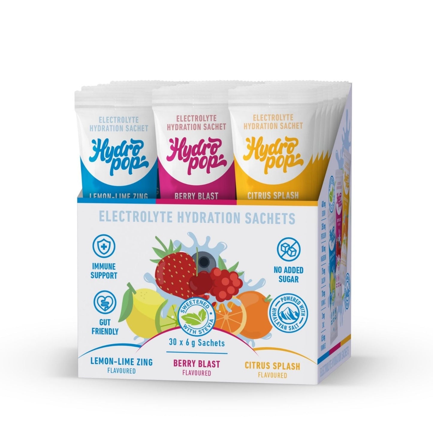 Hydropop Variety Pack Daily Electrolyte Hydration Drink 30 Pack