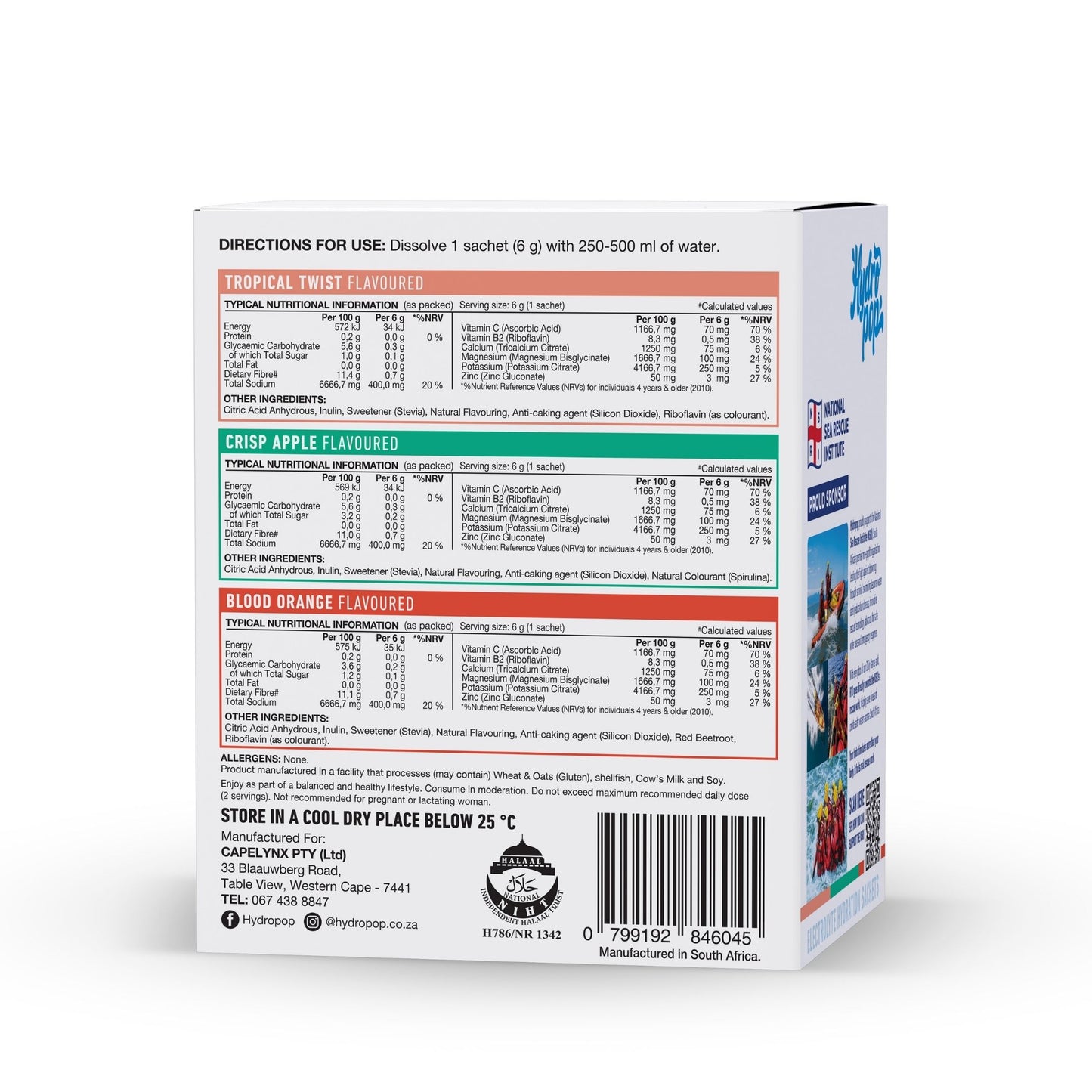 Hydropop Variety Daily Electrolyte Hydration Drink 30 Pack | Tropical Twist, Crisp Apple, Blood Orange