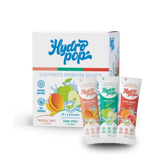 Hydropop Variety Daily Electrolyte Hydration Drink 30 Pack | Tropical Twist, Crisp Apple, Blood Orange